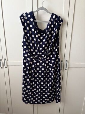 Eliza J Plus Sized 22W Navy and White Polka-dot knit dress